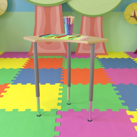 Flash Furniture Triangle Natural Collaborative Desk, For Home and Classroom XU-SF-1003-NAT-A-GG